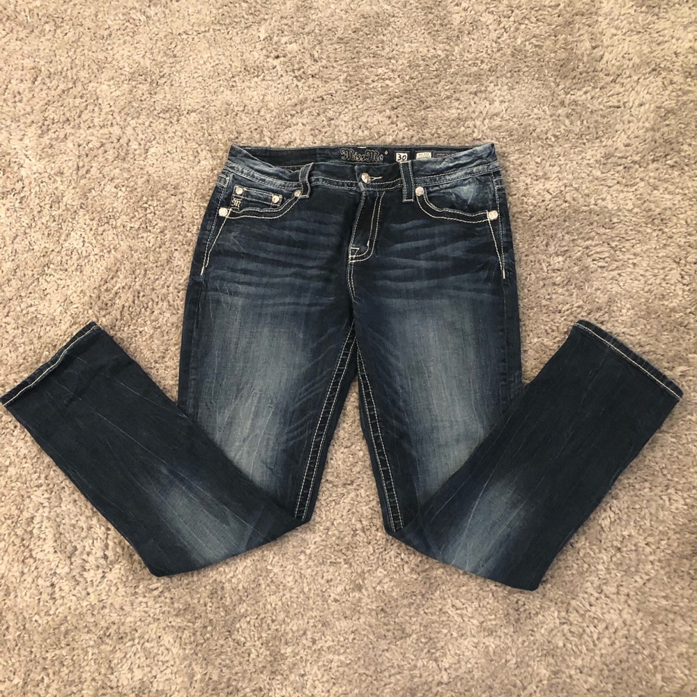 Miss Me Sequined Easy Straight Leg Jeans EUC!!